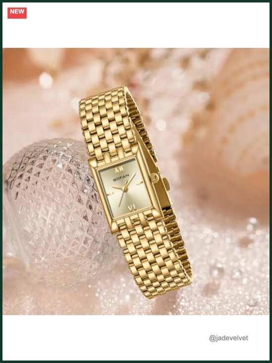 Luxury Gold Watch for Women Stainless Steel Bracelet Square Dial Japanese main image 6